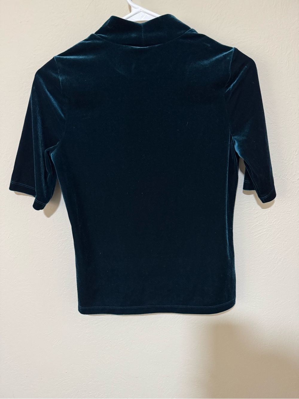 Banana Republic Velvet Mock Neck Short Sleeve Top - Teal Green